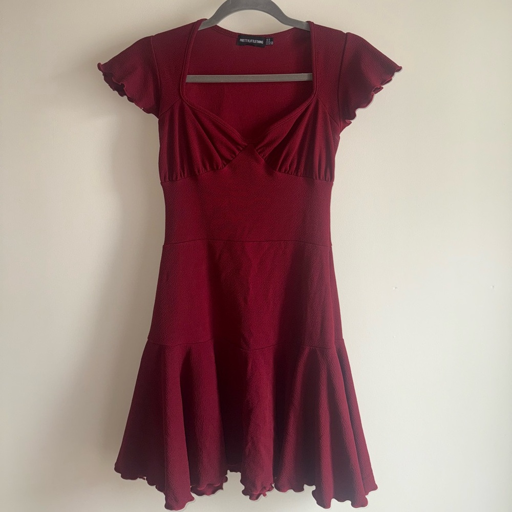 PrettyLittleThing Burgundy Mini Dress